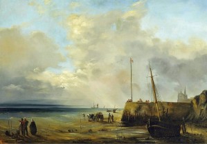 Fishermen at the Harbor Wall, low tide 1833